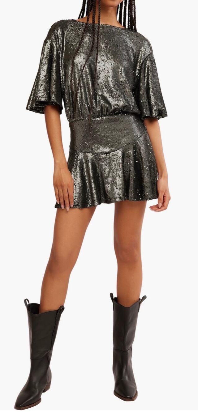 Free People Mini Dress Manuka Silver Sequin New Size Small missing sequins